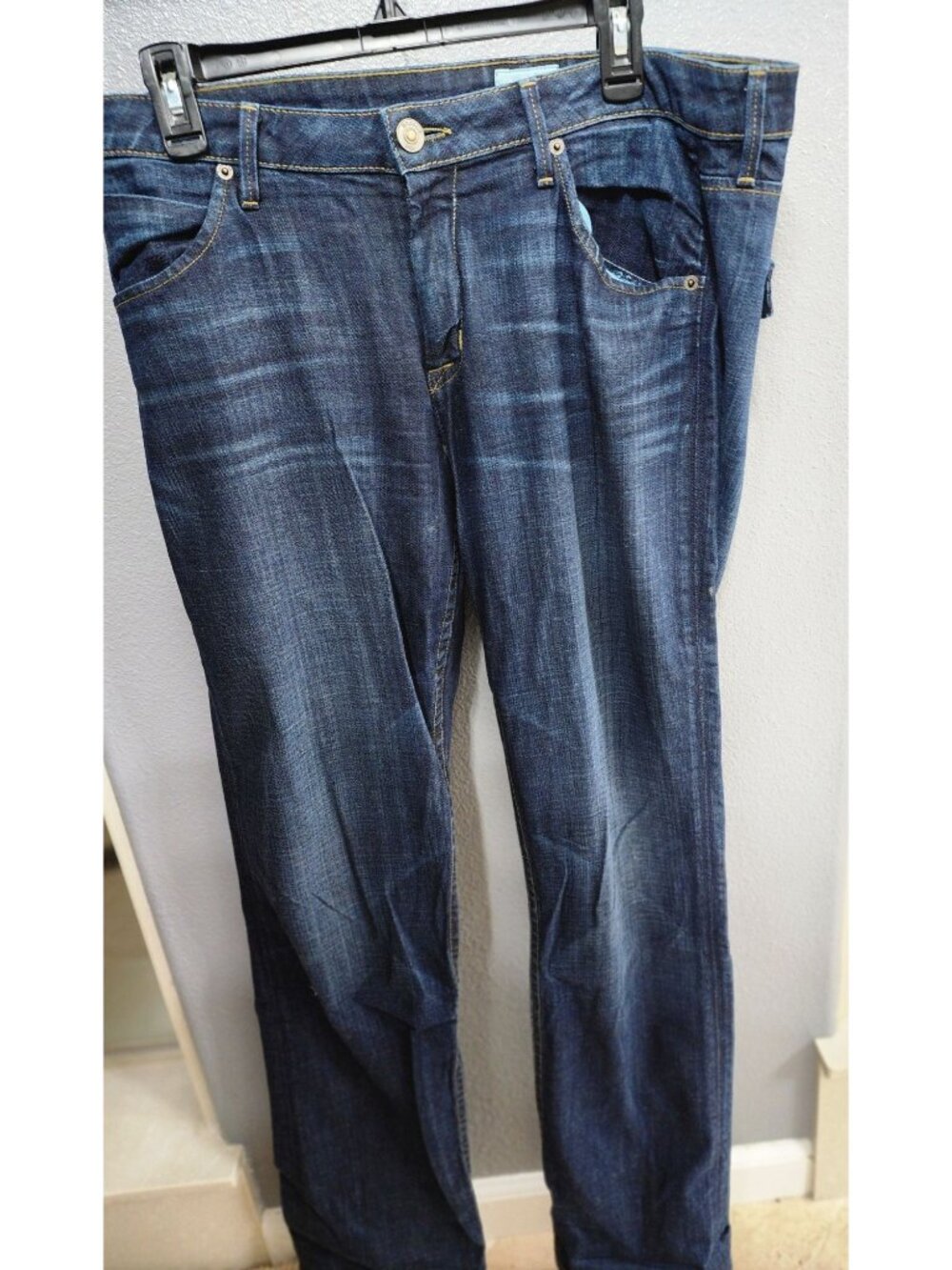 HUDSON USA Women's Dark Wash Bootcut Denim Jeans Flap Back Pockets Union Jack Lo